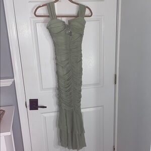 Elegant Green Ruched Dress